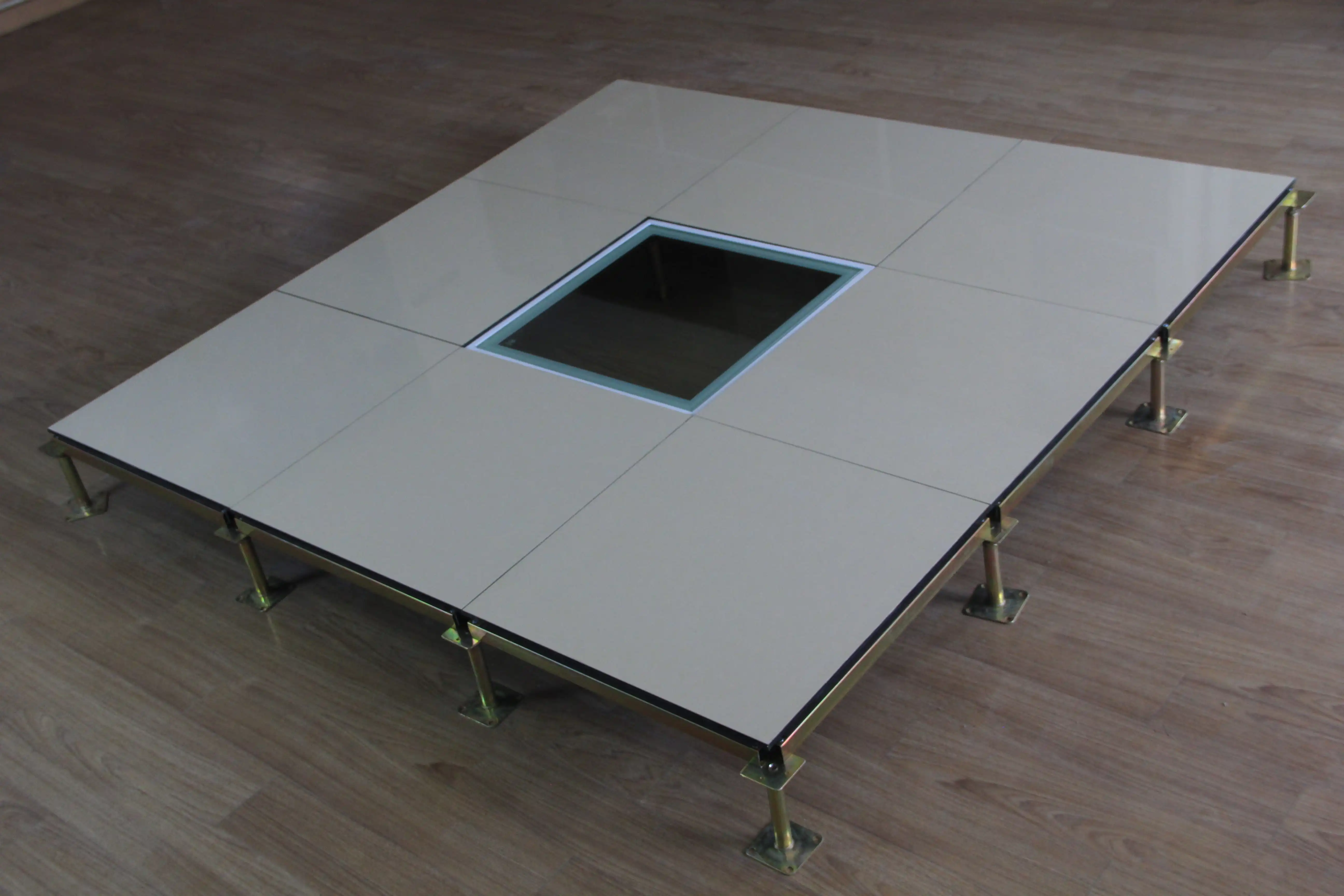 Calcium sulfate raised antistatic floor