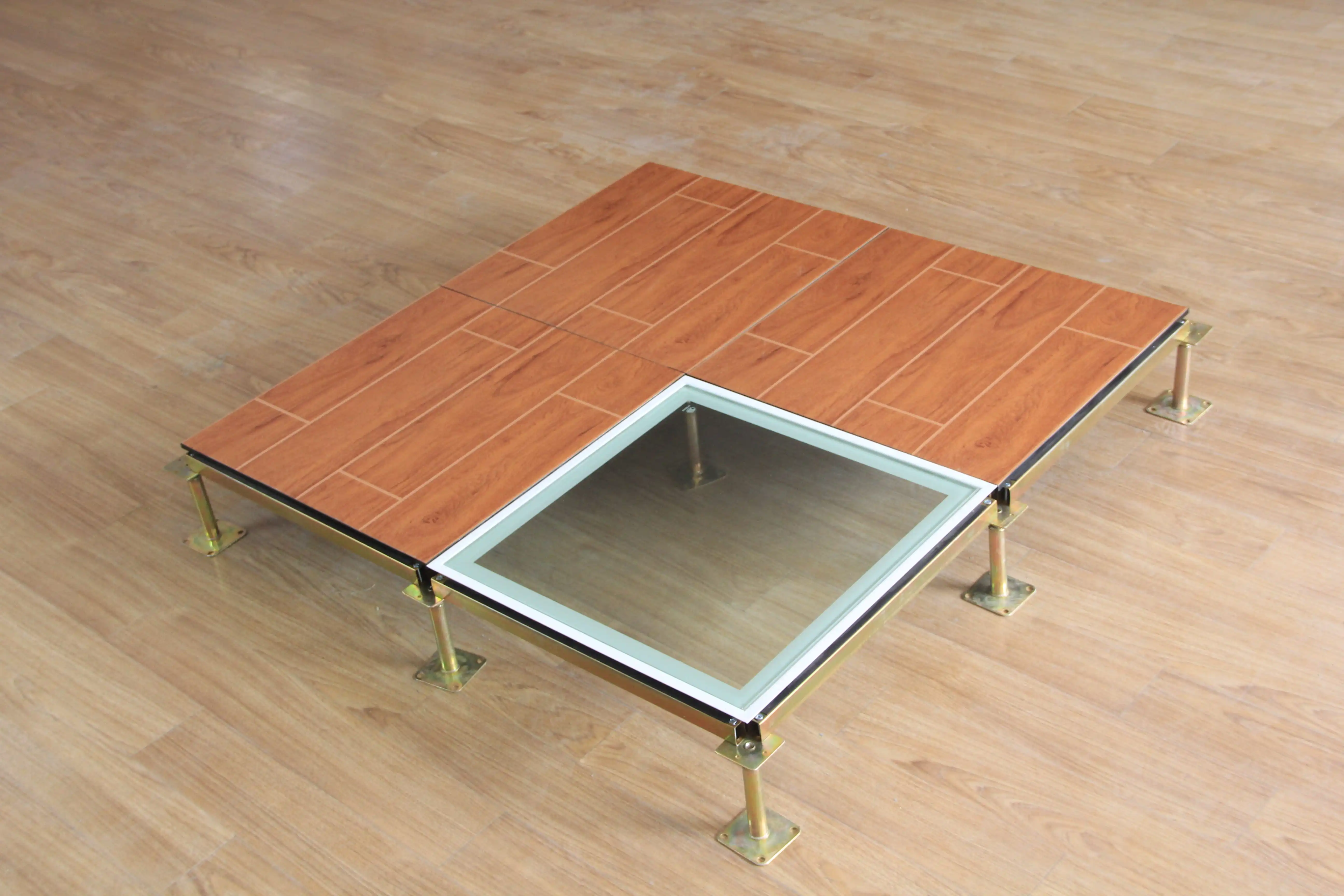 Calcium sulfate raised antistatic floor